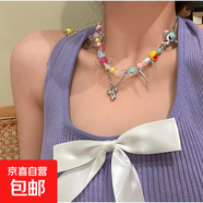 夏日串珠彩色項(xiàng)鏈清新百搭少女甜美酷辣氣質(zhì)鎖骨鏈網(wǎng)紅 2項(xiàng)鏈