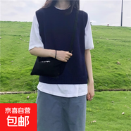 2025新款小背心針織馬甲女套頭韓版圓領(lǐng)毛衣外穿百搭毛線(xiàn)坎肩外搭 1519藏青 S  【建議80斤-95斤】
