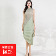 高端連衣裙夏季女裝高級感新款不規(guī)則拼接氣質優(yōu)雅禮服裙 淺綠色 均碼