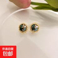 925銀針韓國東大門(mén)新款珍珠水晶圓形耳釘耳環(huán)網(wǎng)紅情人節禮物耳飾 銀針。金色