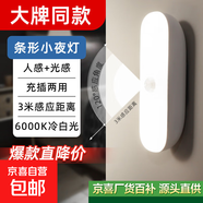 公牛/雷士同款人體感應燈智能樓梯衣柜櫥柜小夜燈光控充電壁燈 10cm【感應款白光】配贈USB線(xiàn)