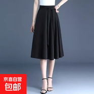 a字裙半身裙女春夏季2025百褶裙中長(zhǎng)款氣質(zhì)顯瘦大擺半截裙子ZHFS 黑色 4XL 建議170-195斤