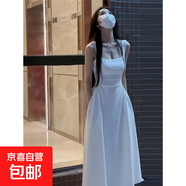 白色吊帶連衣裙子女2025夏季新款春秋長袖法式小個子初戀收腰長裙 白色【無袖款】 M