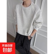 2025美式衛衣潮流男裝潮牌男士春秋寬松打底圓領(lǐng)新款無(wú)帽長(cháng)袖LFYX 白灰色 XL