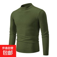 【半高領(lǐng)】保暖毛衣男秋冬季寬松日系復(fù)古線衣簡約內(nèi)搭打底針織衫 軍綠色 L