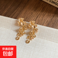 銀針跨境花朵流蘇耳釘歐美小眾設(shè)計耳環(huán)女時尚氣質(zhì)耳飾輕奢高級感 8#銀針-金色