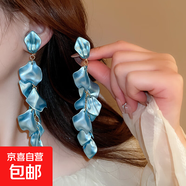 銀針超仙花朵流蘇耳釘小清新甜美ins耳環(huán)時(shí)尚個(gè)性高級(jí)感耳飾批發(fā) 13#耳夾-天藍(lán)色
