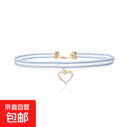 日韓甜美少女霧霾灰藍色蕾絲蝴蝶結愛(ài)心項鏈CHOKER頸鏈短款鎖骨鏈 灰藍縷空水鉆鎖骨鏈