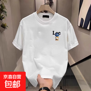 重磅純棉歐美潮牌短袖夏季新款男士印花T恤潮流男女百搭圓領(lǐng)體恤 白色-220克重磅純棉 L