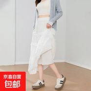 白色蕾絲半身裙女春夏時尚小個子腰a字裙長裙子夏季蓬蓬蛋糕裙 白色-高個子款 M