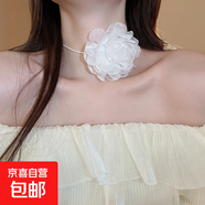 布藝網(wǎng)紗花朵飄帶項(xiàng)鏈網(wǎng)紅同款少女心頸鏈時(shí)尚甜美高級(jí)感項(xiàng)飾批發(fā) 37#項(xiàng)鏈-白色山茶花