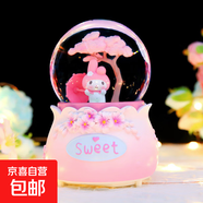 品牌文創(chuàng  )  少女心天鵝夢(mèng)境玻璃水晶球音樂(lè )盒彩燈飄雪八音盒兒童女生日禮物 2073粉兔兔 中號80彩燈+音樂(lè )