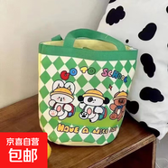 可愛(ài)插畫(huà)手提包媽咪便當包袋拎包童趣涂鴉帆布包 三小只