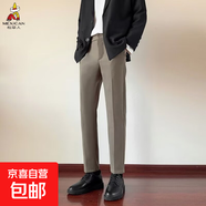 稻草人（MEXICAN）【毛呢保暖】寬松休閑褲男韓版潮流百搭褲子墜 咖色 34
