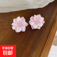 銀針花瓣網(wǎng)紗水晶流蘇耳釘粉色甜美海邊度假風(fēng)耳環(huán)氣質(zhì)時(shí)尚耳飾女 35#銀針-粉色