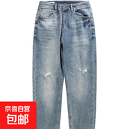 2025夏季男士薄款修身日常休閑通勤風(fēng)牛仔垮褲長(zhǎng)褲 藍(lán)色 34