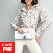 寒江琪襯衫女長(cháng)袖2025秋季新款波點(diǎn)印花襯衣寬松顯瘦減齡上衣 白色碎花 256# L （建議105-115斤）