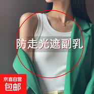 螺紋針織背心女西裝內(nèi)搭小吊帶春秋夏季2025大碼打底外穿無袖上衣 白色 【升級遮副乳】 L 【建議：95-105斤】