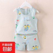 2025兒童背心套裝新款男女童寶寶卡通薄款無(wú)袖背心短褲套裝潮e93 灰車(chē)恐龍 110 cm