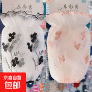 短款雙層網(wǎng)紗袖套女秋冬季百搭花邊透明蕾絲套袖棉衣羽絨服護袖頭 黑白色+淺橘色（2雙裝）
