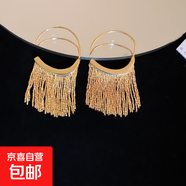 銀針跨境花朵流蘇耳釘歐美小眾設(shè)計(jì)耳環(huán)女時(shí)尚氣質(zhì)耳飾輕奢高級(jí)感 19#耳鉤-金色