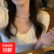 熱賣(mài)短款項鏈8mm玻璃珍珠項鏈 仿珍珠飾品服飾贈品鎖骨鏈 8mm兩條裝