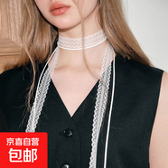 其他品牌雙層疊戴層次感設(shè)計(jì)蕾絲飄帶細(xì)窄女鎖骨頸帶絲巾掛脖項(xiàng)鏈生日禮物 白色蝴蝶結(jié)長款頸帶【1條裝】