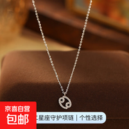 跨境新品S925銀十二星座項鏈女立體符文輕奢鑲鉆設計感鎖骨鏈頸鏈 【白金色-巨蟹座】 無(wú)規格