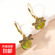 創(chuàng)意復(fù)古蜻蜓綠水晶吊墜耳環(huán)魅力女性珠寶派對(duì)波西米亞耳環(huán) 黃綠色1對(duì)