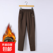 【加絨保暖】媽媽褲子秋冬季外穿中老年人女褲寬松加棉褲直筒褲 咖色加絨 2XL