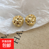 亞克力圓形貝殼螺紋水滴五角星耳釘歐美金屬耳環(huán)耳飾設(shè)計感小眾女 鋼針-金色-圓形
