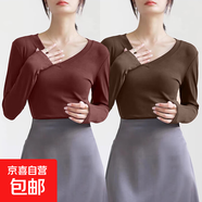 260克重磅質(zhì)感純色打底衫女秋冬必備新款內搭外穿長(cháng)袖t恤修身顯瘦 718-酒紅色+咖色 XL 建議115-130