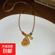 真金電鍍新中式鋯石貔貅項鏈輕奢高級感鎖骨鏈小眾時(shí)尚氣質(zhì)飾品女 38#項鏈-金色-咖色