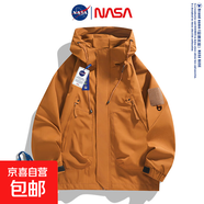 NASA BASE【潮流戶(hù)外沖鋒】沖鋒衣秋季潮牌男女款工裝防風(fēng)防潑水外套 J90-焦糖 2XL