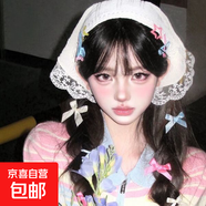 蕾絲多巴胺三角頭巾女田園風(fēng)發(fā)帶法式包頭高級(jí)感絲巾時(shí)尚海邊 米白蕾絲頭巾+隨機(jī)顏色蝴蝶結(jié)8個(gè)