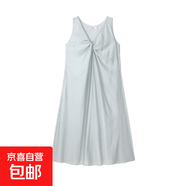 氣質(zhì)V領(lǐng)扭結套頭背心裙女夏新款寬松法式度假風(fēng)連衣裙 灰色 XL 【建議120-130斤】