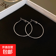 銀針鑲鉆幾何圓圈耳環(huán)氣質(zhì)輕奢高級感耳圈個(gè)性設計冷淡風(fēng)耳飾批發(fā) 23#銀針-銀色-4cm