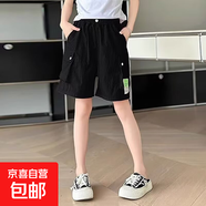 兒童女童工裝短褲夏季外穿兒童2025新款運(yùn)動五分中褲大童夏裝褲子 DS-D56【黑色】短褲 160