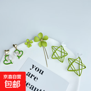 夏季小清新綠色花朵耳環(huán)女不對稱長款流蘇耳墜輕奢耳飾 綠色三件套-耳釘 無規(guī)格