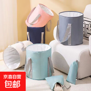 可折疊泡腳袋家用便攜式高深過(guò)小腿足浴神器洗腳盆保溫泡腳桶恒溫 藍色+粉色【家庭套裝】