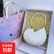 女包成品diy手工編織包鉤針鉤織親手做自制斜挎布條線(xiàn)貝殼包 禮盒裝（聯(lián)系客服備注顏色）