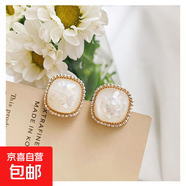 銀針法式花朵愛心珍珠耳釘優(yōu)雅高級感復(fù)古耳環(huán)小眾氣質(zhì)新款耳飾女 11#銀針-白色-方塊
