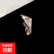 不規(guī)則幾何扭面褶皺項(xiàng)鏈套裝歐美個(gè)性設(shè)計(jì)鎖骨鏈夸張高級(jí)感頸鏈女 戒指-銀色