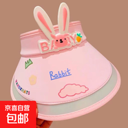 兒童防曬帽女夏季空防曬寶寶遮陽(yáng)帽透氣女童卡通太陽(yáng)帽女款 冰絲兔子耳朵-粉色 適合3-6歲 頭圍48cm-54cm