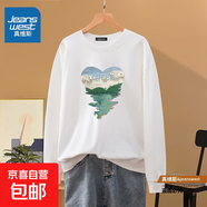 真維斯【圓領(lǐng)正肩】長(zhǎng)袖t恤女士春秋款2025新款寬松秋冬打底衫衛(wèi) 白色愛心湖 L