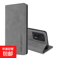 蘋(píng)果16手機殼適用于iPhone16Pro/15/14/13/12/11/8/7/6/SE保護套防摔親膚磁吸插卡支架翻蓋手機套 淺灰色-膚感折邊對吸翻蓋皮套 蘋(píng)果14PROMAX