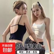 性感辣妹吊帶背心鏤空美背裹胸固定杯夏季外穿打底少女內衣露臍裝 黑色清爽舒適 均碼 80-130斤