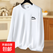 歐洲站長(zhǎng)袖t恤男士圓領(lǐng)體恤衫印花春秋季潮流上衣服修身打底衫-SL 白色【豹子】 L 【建議100-115斤】