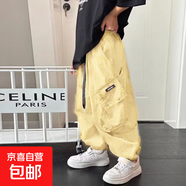 束腳褲男童舒適通勤新款簡(jiǎn)約ins休閑工裝褲寬松長(cháng)褲 卡其色 120