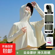 披肩防曬衣女夏季防紫外線黑膠透氣輕薄冰絲防曬服騎車(chē)罩衫J19 布丁黃 UPF50+ 均碼 （80-160斤）